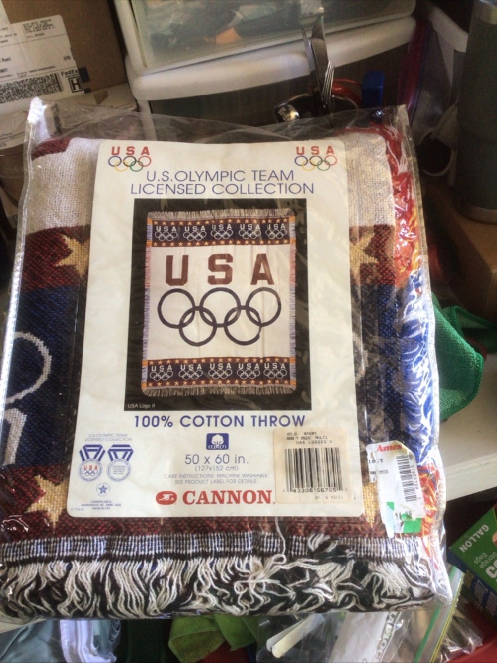 Vintage Canon USA Olympic Team Cotton Throw - Red, White, Blue